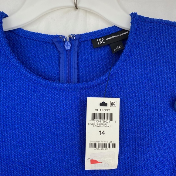 INC Womens Size 14 Cropped Leg Jumpsuit Cobalt Blue Boucle Silver Buttons Pocket - Picture 9 of 16